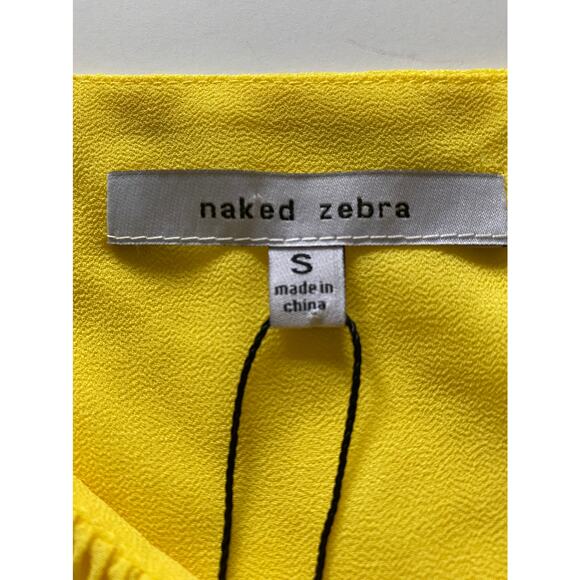 Naked Zebra Women's Yellow Chiffon Ruffled Sleeveless Blouse Size Small - Picture 4 of 6